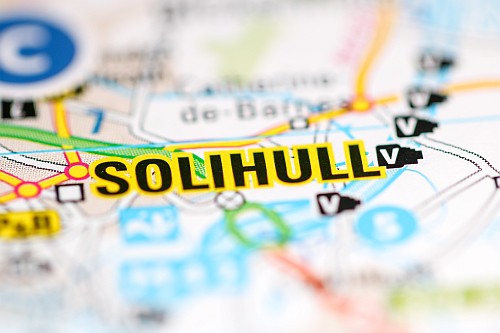 UK Road map highlighting solihull